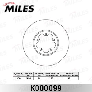 Диск тормозной передний D300мм. FORD TRANSIT 06- (TRW DF2390S) K000099 K000099 MILES