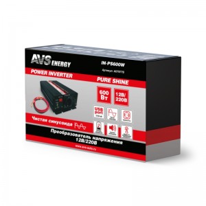 Преобразователь напряжения (инвертор) 12-220V 600Вт чистая синусоида AVS A07977S AVS