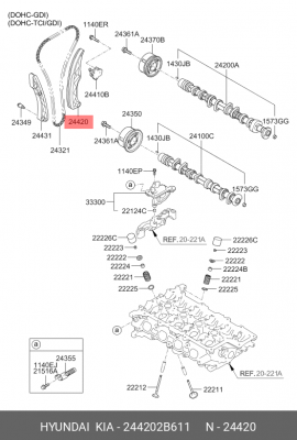 Направляющая KIA Ceed (12-) цепи ГРМ OE 244202B611 HYUNDAI KIA