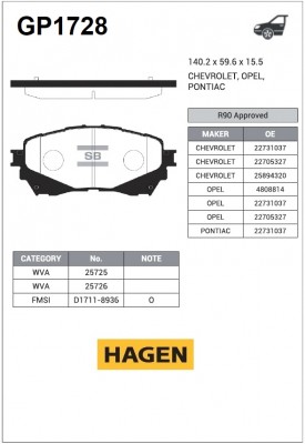 колодки дисковые передние!\ Mazda 6 2.0/2.2D 12> GP1728 HAGEN