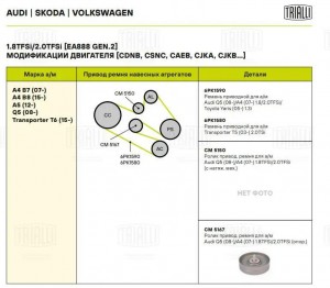 Ролик привод. ремня Audi Q5 (08-)/A4 (07-) 1.8TFSi/2.0TFSi (опор.) (CM 5167) CM5167 TRIALLI