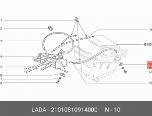 Скоба ВАЗ-2101-2107 оболочки троса крана отопителя АвтоВАЗ 21010-8109140-00 LADA VAZ