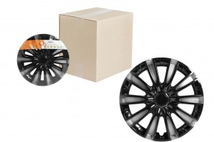 Колпаки колесные декоративные R15 серебро/черный "AIRLINE" Торнадо Т (2 шт.) AWCC-15-10 AIRLINE