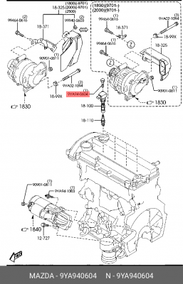 Болт MAZDA OE 9YA940604 MAZDA