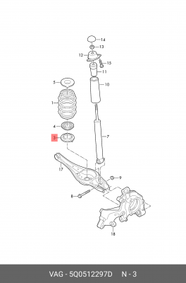 Проставка пружины VW AUDI подвески задней OE 5Q0 512 297 D VAG