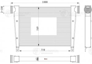 радиатор интеркулера! 750x569x62\ ЛиАЗ 5292 дв. ЯМЗ 536 LRIC 1311 LUZAR