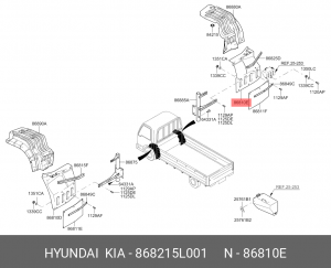 Брызговик HYUNDAI HD65,78 (10-) передний правый OE 868215L001 HYUNDAI KIA