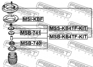 Втулка амортизатора переднего MITSUBISHI PAJERO SPORT 08-15 (ремкомпл) MSB-KB4TF MSB-KB4TF-KIT FEBEST
