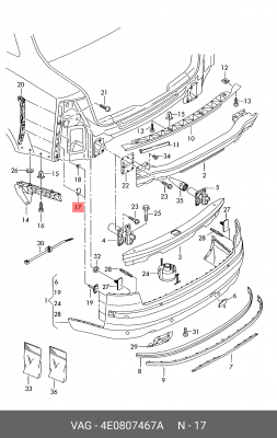 Клипса VW AUDI SKODA OE 4E0 807 467 A VAG
