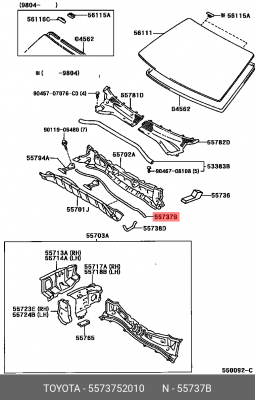 УПЛОТНИТЕЛЬ СТЕКЛА 55737-52010 TOYOTA
