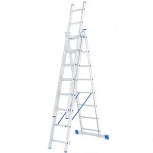 Лестница трехсекционная H=4.15м 3х8 ступеней алюминиевая СИБРТЕХ 97818 SIBRTEC