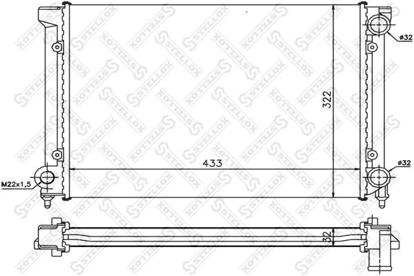 радиатор системы охлаждения!\ VW Passat 1.6/1.8 88-92 10-25049-SX STELLOX