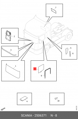 Стекло левой двери 2018+ Scania 2506371 SCANIA