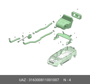 Отопитель УАЗ-3163 кузова задний (ОАО УАЗ) 316300811001007 UAZ UAZ