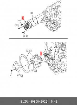 НАСОС ВОДЯНОЙ 4JJ1-T ISUZU NLR85 КИТАЙ, 8980042922 8-98004-292-2 ISUZU