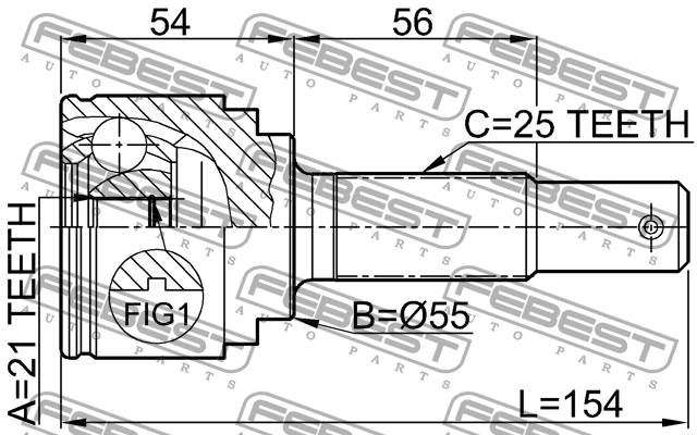 ШРУС внешний NISSAN ALMERA N16 00-06 0210-QG15 0210-QG15 FEBEST