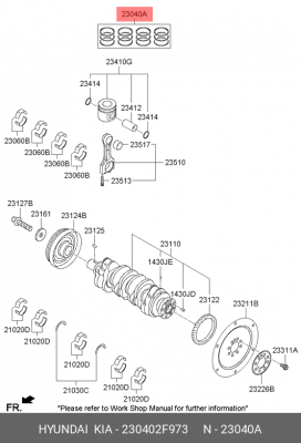 Кольца поршневые KIA Sorento (15-) (2.2 TCI) d+0.00 комплект OE 230402F973 HYUNDAI KIA