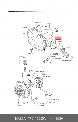 ВИЛКА СЦЕПЛЕНИЯ TF0116520A TF0116520A MAZDA