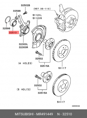 Подшипник ступицы MITSUBISHI Lancer (02-) передней OE MR491449 MITSUBISHI
