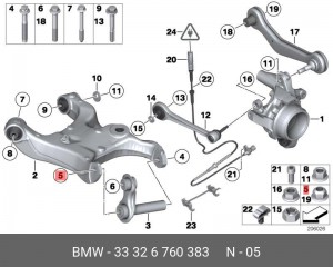 Гайка с буртиком самоконтрящаяся 33326760383 33 32 6 760 383 BMW