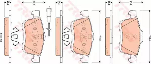 GDB1864 колодки дисковые !передние\ Fiat Doblo 1.4i/1.3D/1.6D/2.0D 10>, Lancia D GDB1864 TRW
