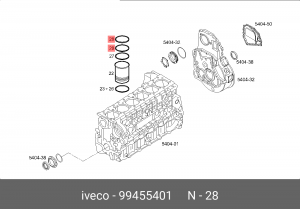 Кольцо уплот гильзы D=152мм SP=3,53мм 99455401 IVECO 99455401 IVECO