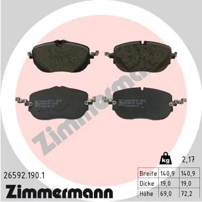 Колодки тормозные MERCEDES C (W206) передние (4шт.) ZIMMERMANN 265921901 ZIMMERMANN