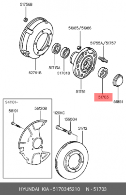 Подшипник ступицы HYUNDAI HD65,72,78 передней наружный OE 5170345210 HYUNDAI KIA