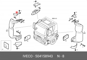 накладка кронштейна зеркала! верхняя\ Iveco Stralis 504158943 IVECO