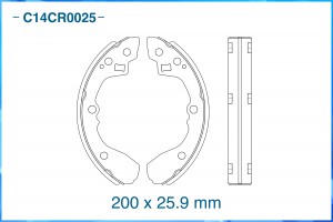 Тормозные колодки задние барабанные Low Metallic C14CR0025 C14CR0025 CWORKS