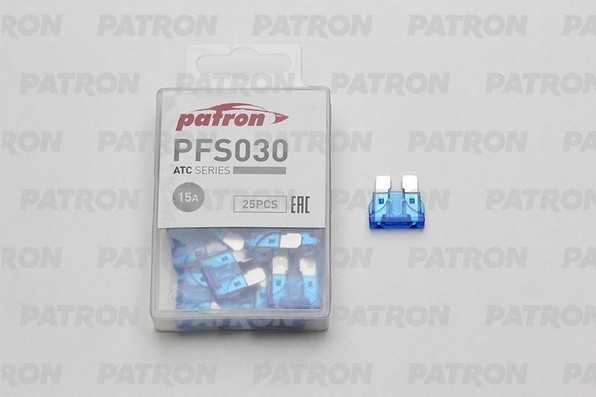 Предохранитель 15A пласт.коробка 25шт ATC Fuse 15A голубой PFS030 PFS030 PATRON