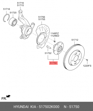 Ступица KIA Soul (08-) передняя OE 517502K000 HYUNDAI KIA