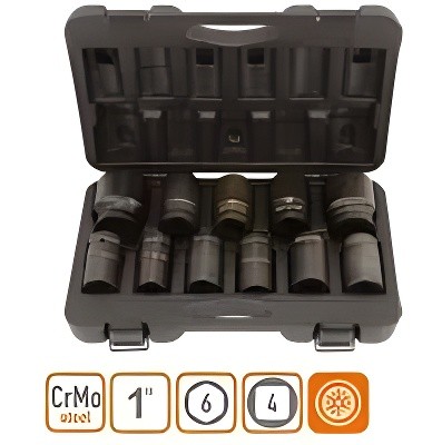 Набор головок ударных (11 предметов) "АвтоDело" (1", 80 мм, для УКМ, кейс) 40329 AVTO DELO