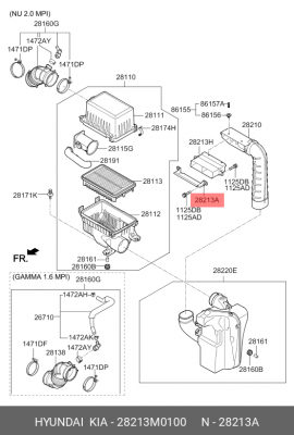 ПРОЧИЕ ЧАСТИ И ПРИНАДЛЕЖНОСТИ МОТОРНЫХ ТРАНСПОРТНЫ 28213M0100 HYUNDAI KIA