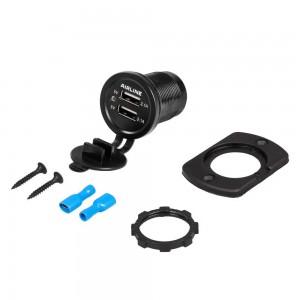 Розетка автомобильная встраиваемая влагозащищенная 12-24V 2 USB (5V 2.1А+2.1А) A ACS-2U-02 AIRLINE