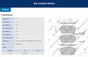 Колодки передние VW TRANSPORTER V/VI SP4203 SP4203 SANGSIN
