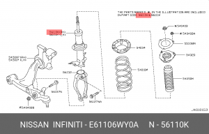 АМОРТИЗАТОР ПОДВЕСКИ С ХОДОМ СЖАТИЯ 285 E6110-6WY0A E6110-6WY0A NISSAN