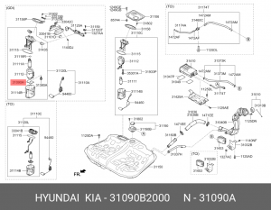 фильтр! сетка электробензонасоса\ Kia Soul 1.6/2.0 16V 31090B2000 HYUNDAI