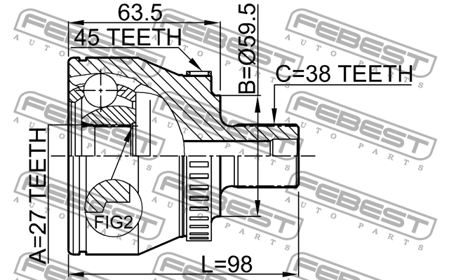 ШРУС 1710-011A45 1710-011A45 FEBEST