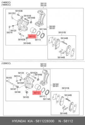 Поршень HYUNDAI Accent (11-) суппорта тормозного переднего OE 5811228300 HYUNDAI KIA