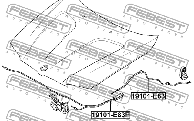 Тросик привода открывания замка капота BMW X3 E83 2006-2010 19101-E83 19101-E83 FEBEST