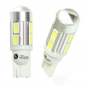 Лампа светодиодная T10 12V (10SMD, с увеличивающей линзой W2,1x9,5d, белый) Nord 903862 NORD YADA