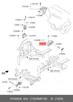 Опора двигателя HYUNDAI Creta (16-21) левая OE 21830M0100 HYUNDAI KIA