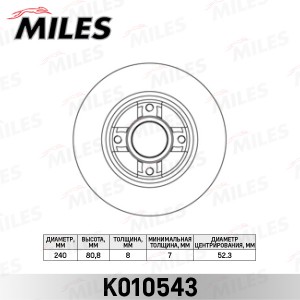 Диск тормозной задний с подшипником RENAULT CLIO III 05-/MEGANE II 02- / NISSAN  K010543 MILES