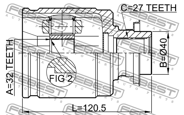 ШРУС внутренний HONDA ACCORD 96-08, CIVIC 96-11 0311-CRVLH 0311-CRVLH FEBEST