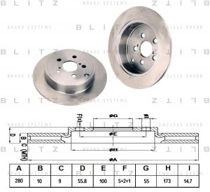 Диск тормозной задний TOYOTA Avensis 03- BS0220 BS0220 BLITZ