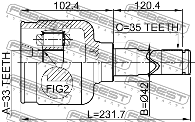 ШРУС внутр левый FORD MONDEO GE 2000-2007 2111-GELH 2111-GELH FEBEST