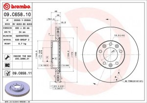 Диск тормозной PEUGEOT 308 (13-) передний (1шт.) BREMBO 09.C658.11 BREMBO
