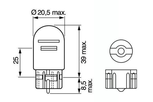 ЛАМПА 12V 21/5W W21/5W PURE LIGHT БЛИСТЕР 2 ШТ 1987301079 BOSCH