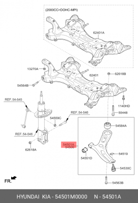 Рычаг подвески HYUNDAI Creta (17-) передней правый OE 54501M0000 HYUNDAI KIA